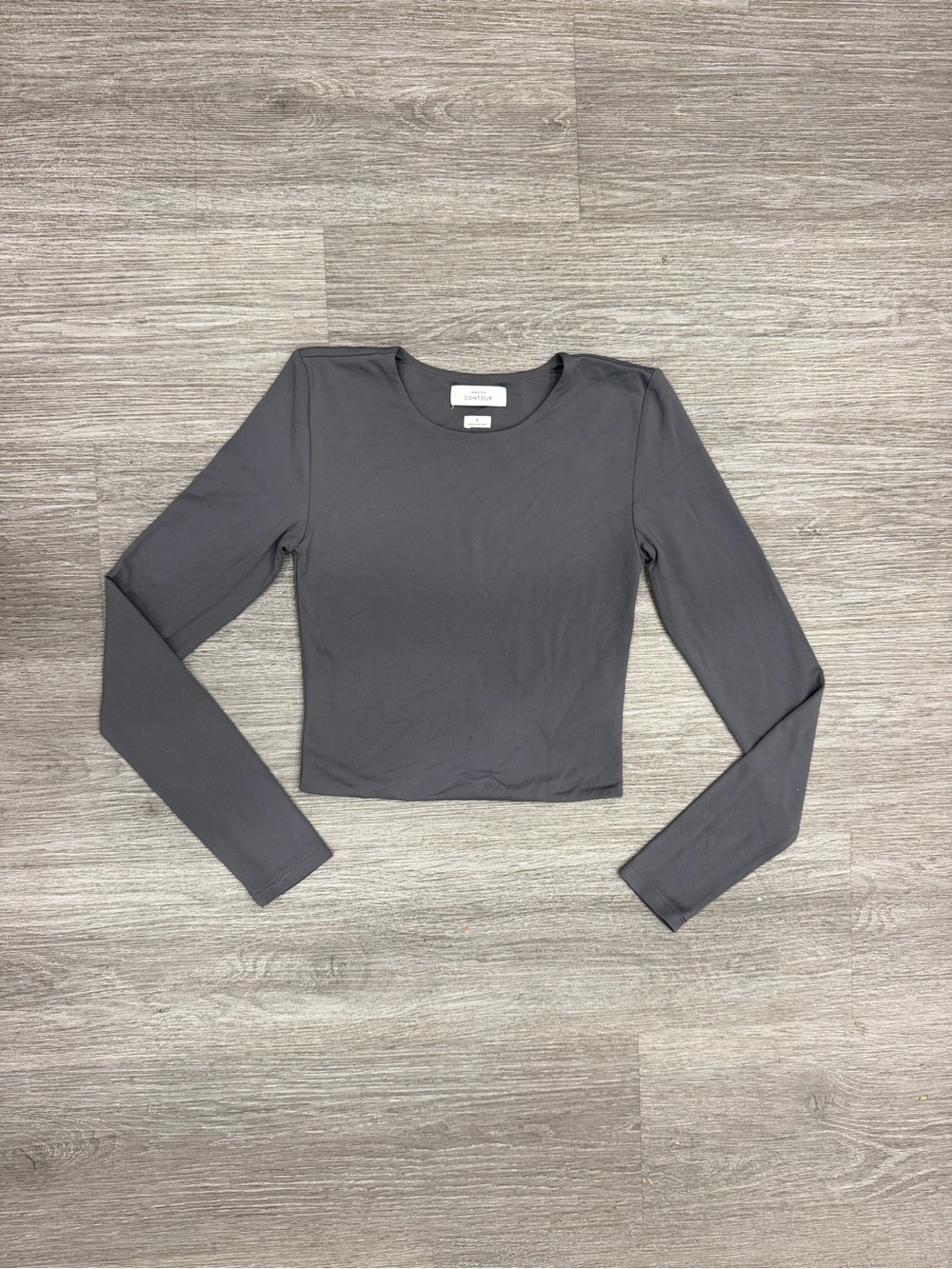 Aritzia Babaton | Countour Long Sleeve Cropped Tee in Charcoal Gray